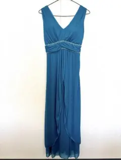 【✨美品✨】ロングドレス　ターコイズ　発表会　パーティ　ステージ衣装