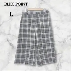ブリスポイント　ワイドパンツ 七分丈　チェック柄　グレー きれいめ　L