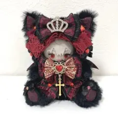 にじぱぺっと♡10cmサイズぬい服♡ブラック♡おすわりねこちゃん チャーム付き♪