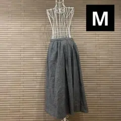 グレー系　チェック柄　フレアスカート　ひざ丈　ロング　スカート　グレンチェック柄