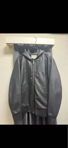 YOUTILITY フード付きレザージャケット L ブラック