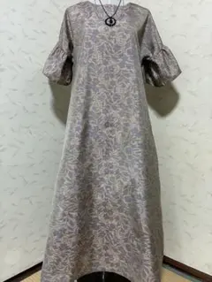 大島紬着物リメイクロングワンピース