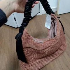 ニット　バッグ　リボン