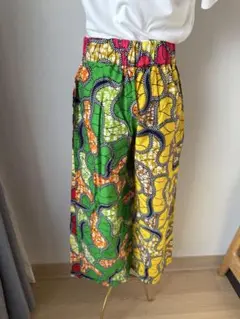 アフリカ布パッチワークワイドパンツ アフリカンバティックハンドメイド