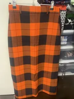 ZARA WOMAN オレンジチェック タイトスカート