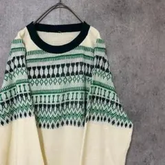 90s vintage セーター　柄ニット　メンズ　古着　個性派　奇抜　A3