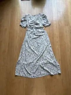 花柄 パフスリーブ ロングワンピース