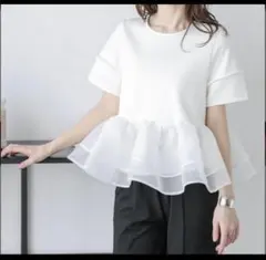 新品タグ付き　シアーフリル ティアード ペプラム ドッキングトップス　ラジエム