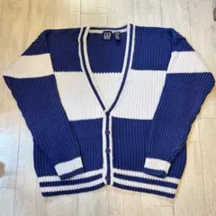 90s Old Gap コットンニット カーディガン セーター ボーダー 紺タグ