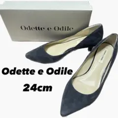 【良品】Odette e Odile ☆スエードパンプス☆24cm☆ネイビー☆