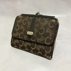 CELINE　三つ折り財布　キャンバス　Cマカダム　馬車柄　がま口