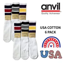 Anvil アンビル USA コットン スケーター チューブソックス 6足セットのサムネイル