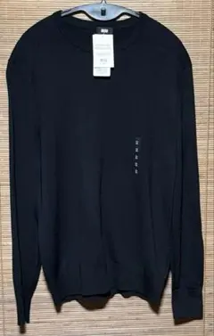UNIQLO エクストラファインメリノクルーネックセーター（長袖）黒 M