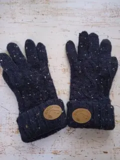 スヌーピー✴️ダークネイビー ケーブル編みニット手袋