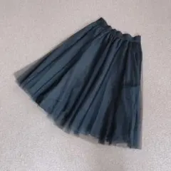 チュールスカート　ブラック　膝〜膝下
