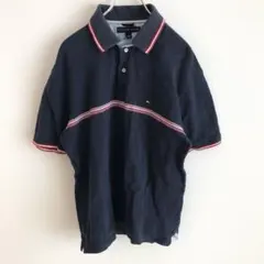 ✨綿100%✨ TOMMY HILFIGER L ポロシャツ 半袖 紺 着回し