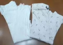 キッズ　レギンス　スパッツ　2枚セット　女の子　ホワイト　お花