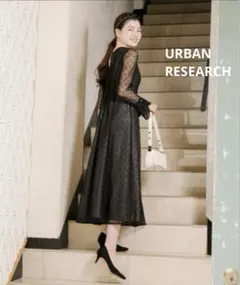 URBANRESEARCH 幾何レースバックリボンドレス　FREE