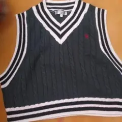 U.S. POLO ASSN. ダークグリーン Vネックニットベスト