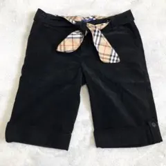 完売 バーバリー　リボン　コーデュロイ ショートパンツ ノバチェック ベルト　黒
