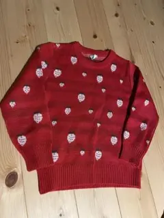 【全て110cm】女の子　秋冬もの（いちご柄セーター、カーディガン、チュニック)