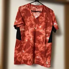 早い者勝ちL Lサイズ新品未使用美品オレンジと黒のタイダイ Vネック Tシャツ