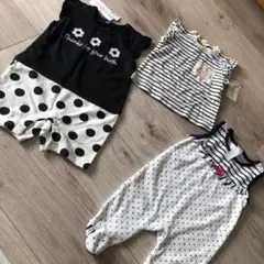 女の子ベビー　洋服3点セット　タンクトップ　オールインワン