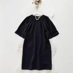 BALENCIAGA*バレンシアガ　タックワンピース　5分袖 膝丈　黒　38のサムネイル