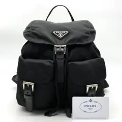 ✨極美品✨プラダ リュック バックパック 三角ロゴプレート ナイロン レザー 黒