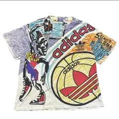 90sアディダス レトロポップ】デサント製 ヴィンテージ Tシャツ M-L