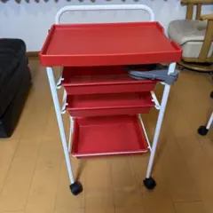 廃盤品 IKEA イケア 3段 ワゴン DRAGGAN キャスター付 赤 レッド