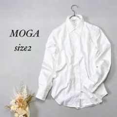 モガ コットンシャツ 長袖 白【M】オフィスカジュアル 無地 シンプル b530