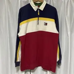 古着　TOMMY HILFIGER トミーヒルフィガー　ジップ付 ラガーシャツ