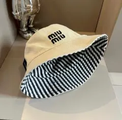 MIU MIU リバーシブル ストライプ バケットハット