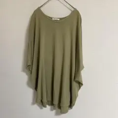 【ハートマーケット】Vネックオーバーサイズカットソー　F　オリーブグリーン
