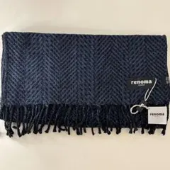 renoma ヘリンボーンマフラー ダークブルー