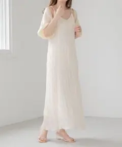 Heather ワッシャープリーツキャミワンピース【オフホワイト】Sサイズ