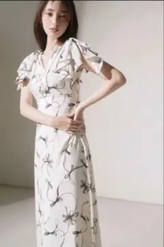 snidel Sustainableリボンプリントワンピ ース PBEG 0 - メルカリ