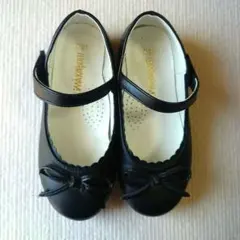 フォーマル　シューズ　18.0センチ　入学式　黒　子供用靴　女の子　リボン付き