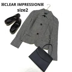 1412◎クリアインプレッション テーラードジャケット【2】グレー 毛アンゴラ混