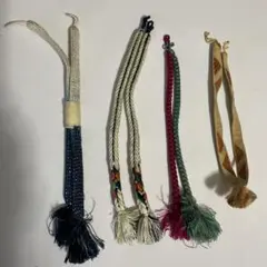 羽織紐　正絹　グラデーション青　紺柄　ピンクグリーン　芥子オレンジ　4組