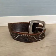 レザーベルト スタッズ装飾 ダークブラウンのサムネイル