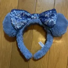 ディズニー　ミニー　カチューシャ　ブルー　ふわふわ　スパンコール