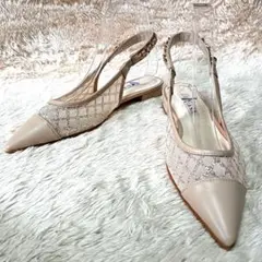 美品　ダイアナ　バックストラップ　フラットサンダル　グリッターパンプス　23.5