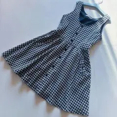 美品 ポンポネットジュニア ハウンドトゥース ワンピース 大柄 千鳥格子 160