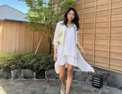 福田萌子さん着用BCBGMAXAZRIA メッシュジャンパー ホワイト/ベージュのサムネイル