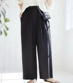 ウォッシャブルコットンリネンVISワイドパンツ