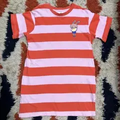 H&M ボーダーワンピース うさぎ ピンク&オレンジ 100/105