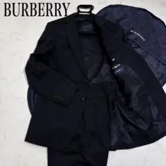 美品 BURBERRY バーバリー スーツ 42R XL 黒 ストライプ 総裏地