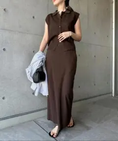 andme セルフカットリブロングタイトスカートのサムネイル